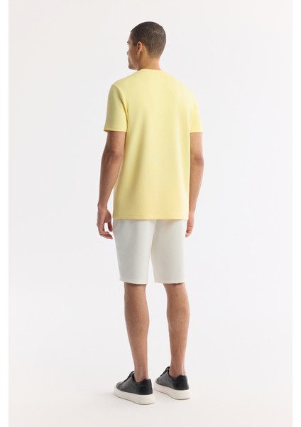 Erkek Sarı Bisiklet Yaka Enjeksiyon Baskılı İnterlok T-Shirt A51Y1072