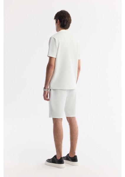 Erkek Ekru Apaj Yaka Viskon Karışımlı Jakarlı Kısa Kol Regular Fit Gömlek A51Y2144 fırsatları