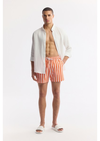 Erkek Mercan Hızlı Kuruyan Baskılı Çantalı Relaxed Fit Relaxed Fit Deniz Şortu A51Y3823