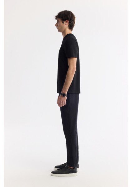 Erkek Siyah Bisiklet Yaka Baskılı Bi-Stretch İnterlok Regular Fit T-Shirt A51Y1021