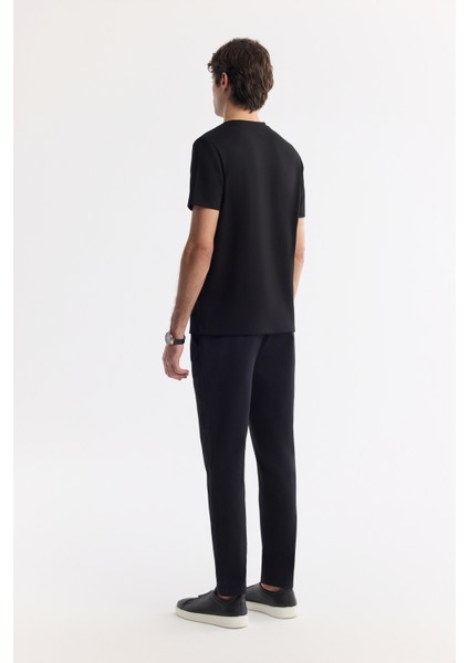 Erkek Siyah Bisiklet Yaka Baskılı Bi-Stretch İnterlok Regular Fit T-Shirt A51Y1021