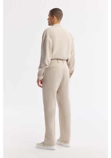 Erkek Bej Klasik Bel Toka Detaylı Soft Touch Baggy Fit Pantolon A51Y3033 modelleri