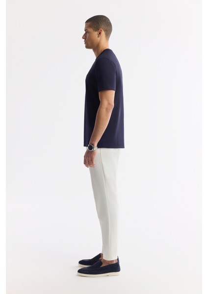 Erkek Lacivert Bisiklet Yaka Bi-Stretch İnterlok Regular Fit T-Shirt A51Y1132 modelleri