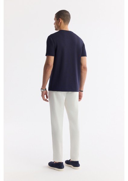 Erkek Lacivert Bisiklet Yaka Bi-Stretch İnterlok Regular Fit T-Shirt A51Y1132 fırsatları