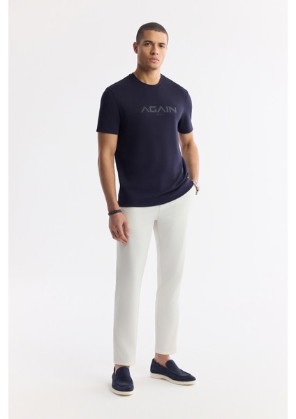 Erkek Lacivert Bisiklet Yaka Bi-Stretch İnterlok Regular Fit T-Shirt A51Y1132 indirimleri