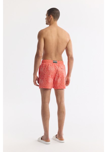 Erkek Turuncu Hızlı Kuruyan Baskılı Çantalı Relaxed Fit Relaxed Fit Deniz Şortu A51Y3810 modelleri
