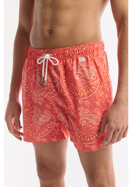 Erkek Turuncu Hızlı Kuruyan Baskılı Çantalı Relaxed Fit Relaxed Fit Deniz Şortu A51Y3810 fırsatları