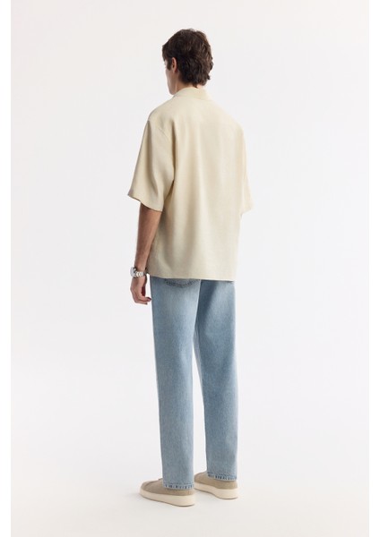 Erkek Bej Alttan Britli Yaka Modal Karışımlı Soft Touch Boxy Fit Gömlek A51Y2119 fırsatları