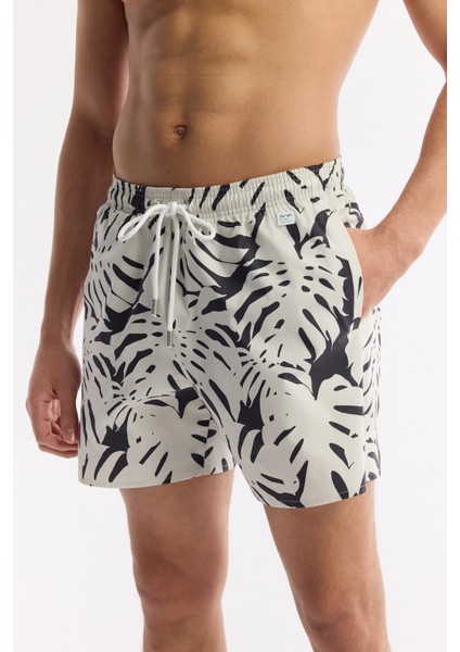 Erkek Ekru Hızlı Kuruyan Baskılı Çantalı Relaxed Fit Relaxed Fit Deniz Şortu A51Y3839 fırsatları