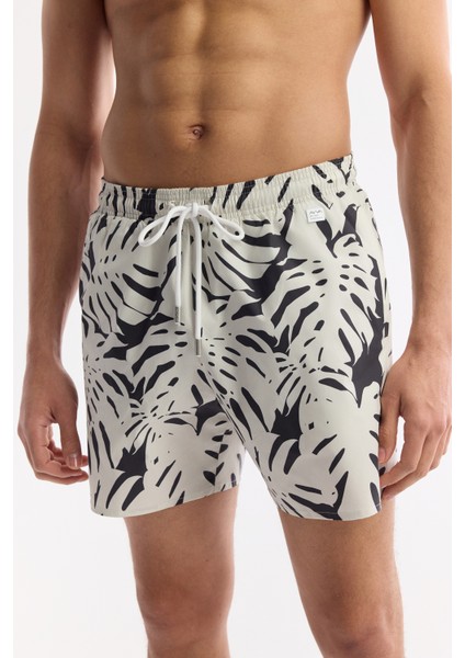 Erkek Ekru Hızlı Kuruyan Baskılı Çantalı Relaxed Fit Relaxed Fit Deniz Şortu A51Y3839 indirimleri