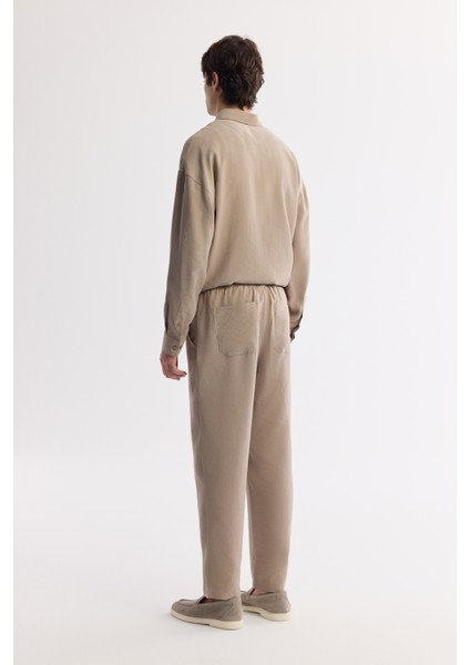 Erkek Bej Relaxed Fit Beli Lastikli Bağcıklı Soft Touch Pantolon A51Y3031