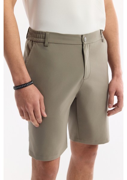 Erkek Haki Beli Lastikli Bi-Stretch Teknik Kumaş Relaxed Fit Şort A51Y3712 fırsatları