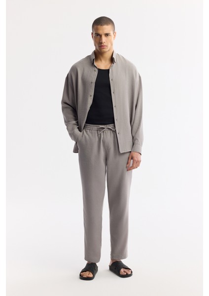 Erkek Nardo Gri Relaxed Fit Beli Lastikli Bağcıklı Soft Touch Pantolon A51Y3031