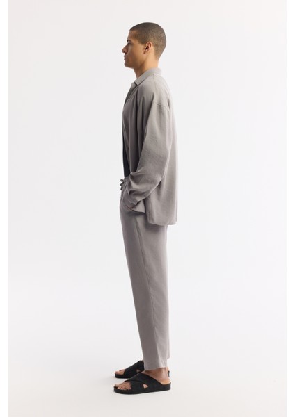 Erkek Nardo Gri Relaxed Fit Beli Lastikli Bağcıklı Soft Touch Pantolon A51Y3031