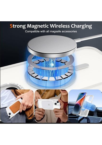 Iphone 15 Pro Max Uyumlu Kılıf Kamera Koruyuculu Magsafe Sarj Destekli Sağlam Mat Saydam Kapak