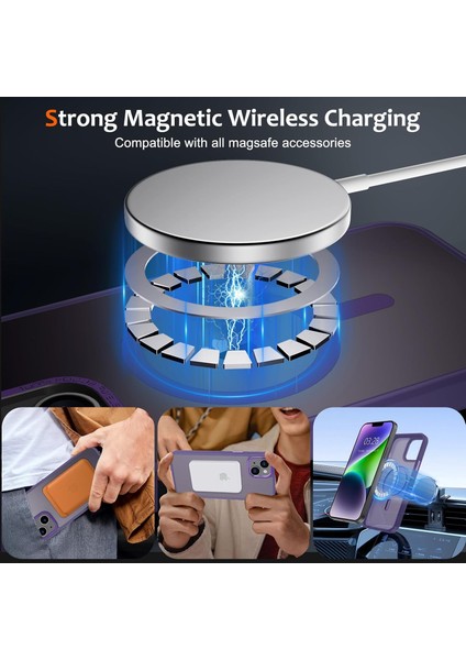 Iphone 15 Pro Max Uyumlu Kılıf Kamera Koruyuculu Magsafe Sarj Destekli Sağlam Mat Saydam Kapak