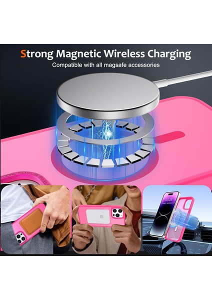 Iphone 15 Pro Max Uyumlu Kılıf Kamera Koruyuculu Magsafe Sarj Destekli Sağlam Mat Saydam Kapak