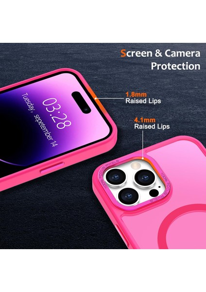 Iphone 15 Pro Max Uyumlu Kılıf Kamera Koruyuculu Magsafe Sarj Destekli Sağlam Mat Saydam Kapak