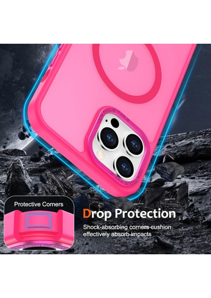 Iphone 15 Pro Max Uyumlu Kılıf Kamera Koruyuculu Magsafe Sarj Destekli Sağlam Mat Saydam Kapak
