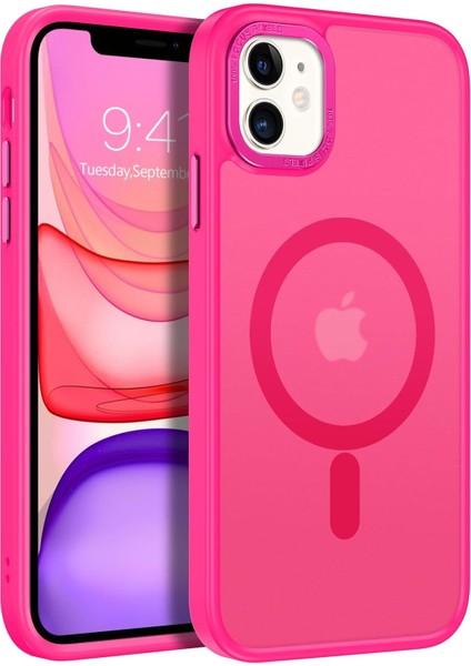 Iphone 11 Uyumlu Kılıf Kamera Koruyuculu Magsafe Sarj Destekli Sağlam Renkli Buton Mat Saydam Kapak