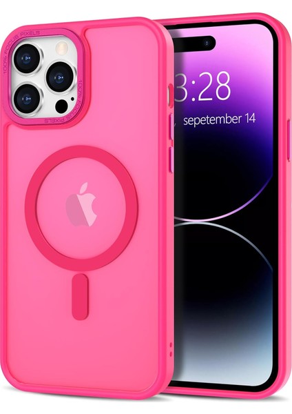 Iphone 15 Pro Uyumlu Kılıf Kamera Koruyuculu Magsafe Sarj Destekli Sağlam Mat Saydam Kapak