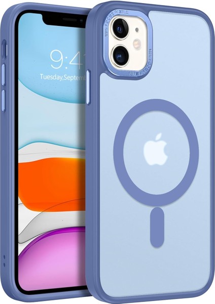 Iphone 12 Uyumlu Kılıf Kamera Koruyuculu Magsafe Sarj Destekli Sağlam Renkli Buton Mat Saydam Kapak