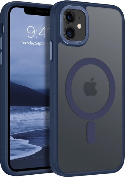 Iphone 11 Uyumlu Kılıf Kamera Koruyuculu Magsafe Sarj Destekli Sağlam Renkli Buton Mat Saydam Kapak