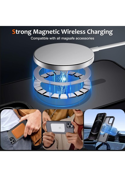 Iphone 11 Pro Max Uyumlu Kılıf Kamera Koruyuculu Magsafe Sarj Destekli Sağlam Mat Saydam Kapak