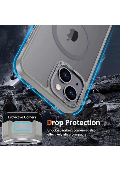 Iphone 15 Uyumlu Kılıf Kamera Koruyuculu Magsafe Sarj Destekli Sağlam Mat Saydam Kapak