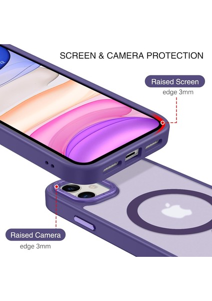 Iphone 12 Uyumlu Kılıf Kamera Koruyuculu Magsafe Sarj Destekli Sağlam Renkli Buton Mat Saydam Kapak modelleri