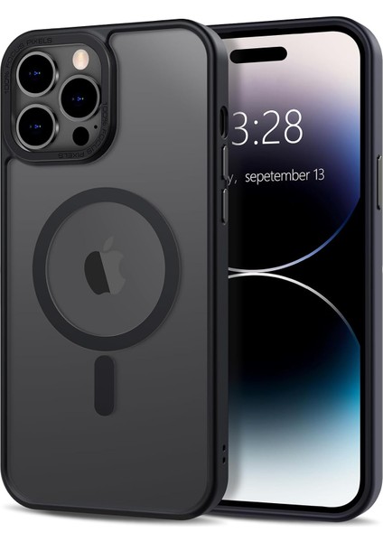 Iphone 15 Pro Uyumlu Kılıf Kamera Koruyuculu Magsafe Sarj Destekli Sağlam Mat Saydam Kapak
