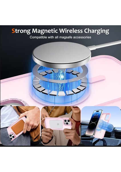 Iphone 14 Pro Uyumlu Kılıf Kamera Koruyuculu Magsafe Sarj Destekli Sağlam Mat Saydam Kapak