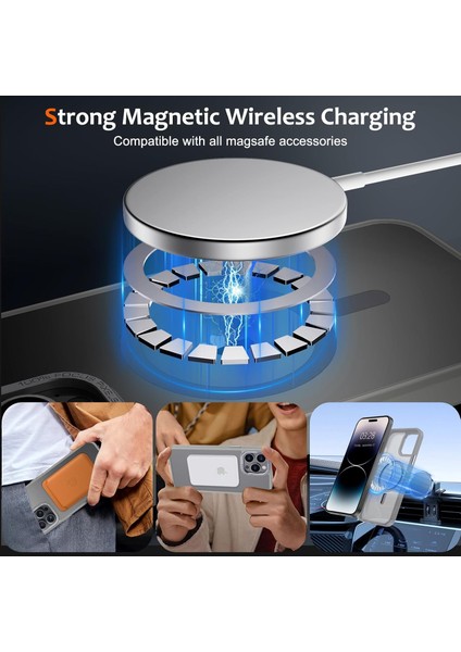 Iphone 16 Pro Uyumlu Kılıf Kamera Koruyuculu Magsafe Sarj Destekli Sağlam Mat Saydam Kapak