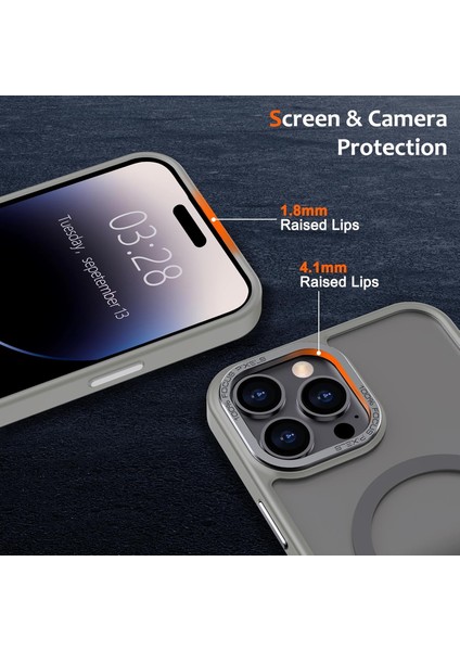 Iphone 16 Pro Uyumlu Kılıf Kamera Koruyuculu Magsafe Sarj Destekli Sağlam Mat Saydam Kapak