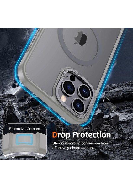 Iphone 16 Pro Uyumlu Kılıf Kamera Koruyuculu Magsafe Sarj Destekli Sağlam Mat Saydam Kapak
