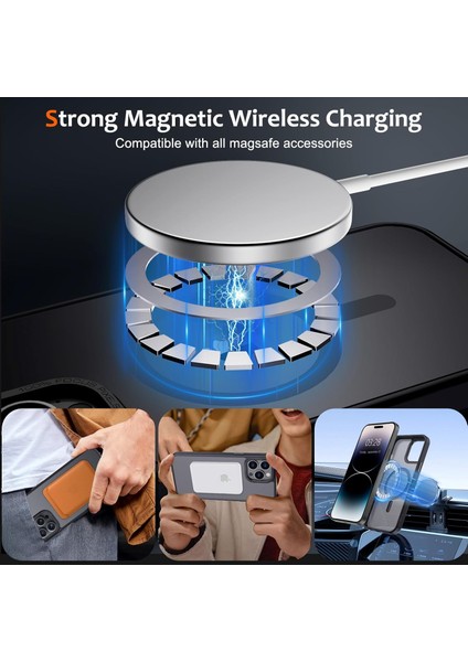 Iphone 15 Pro Max Uyumlu Kılıf Kamera Koruyuculu Magsafe Sarj Destekli Sağlam Mat Saydam Kapak