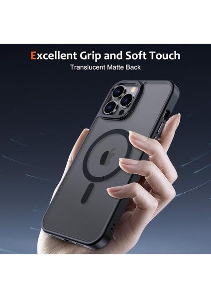 Iphone 15 Pro Max Uyumlu Kılıf Kamera Koruyuculu Magsafe Sarj Destekli Sağlam Mat Saydam Kapak
