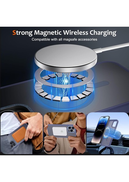 Iphone 15 Pro Max Uyumlu Kılıf Kamera Koruyuculu Magsafe Sarj Destekli Sağlam Mat Saydam Kapak
