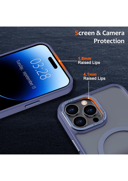 Iphone 15 Pro Max Uyumlu Kılıf Kamera Koruyuculu Magsafe Sarj Destekli Sağlam Mat Saydam Kapak