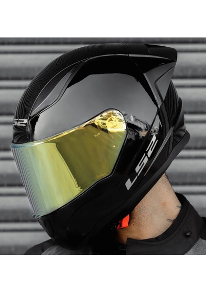 Rapıd 2 Race Parlak Siyah Kapalı Motosiklet Kaskı Gold Camlı fiyatları