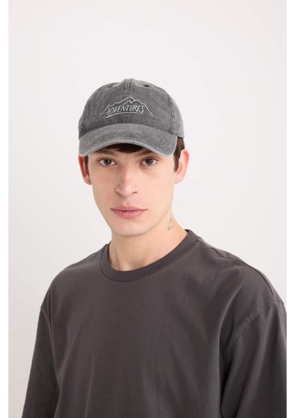 Erkek Nakışlı Jean Cap Şapka Z3444AZ25SM