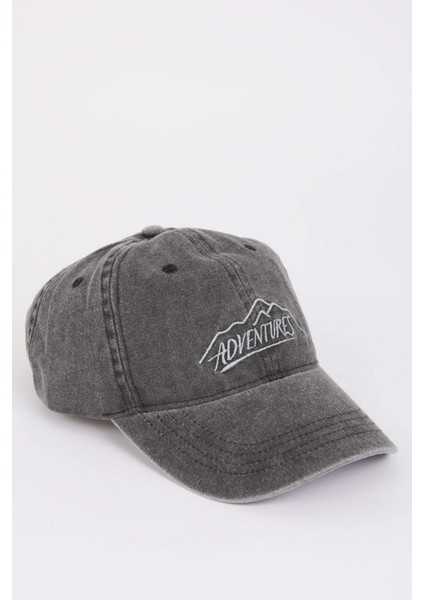 Erkek Nakışlı Jean Cap Şapka Z3444AZ25SM
