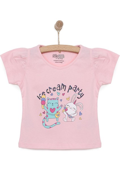 Basic Kız Dondurma Partisi Baskılı T-Shirt Kız Bebek