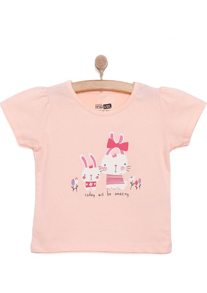 Basic Kız Tavşan Baskılı T-Shirt Kız Bebek