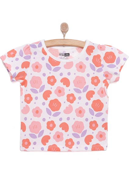 Basic Kız Çiçek Desenli T-Shirt Kız Bebek