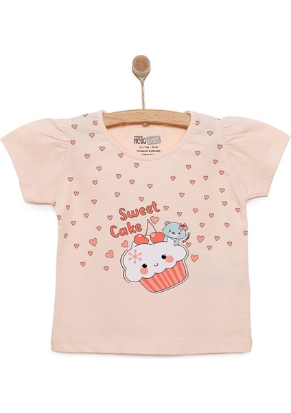 Basic Kız Tatlı Kek Baskılı T-Shirt Kız Bebek