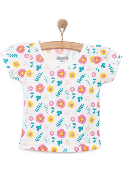 Basic Kız Çiçek Desenli T-Shirt Kız Bebek
