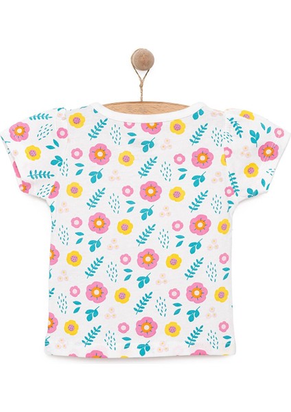 Basic Kız Çiçek Desenli T-Shirt Kız Bebek