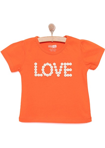 Basic Kız Papatya Yazı Baskılı T-Shirt Kız Bebek
