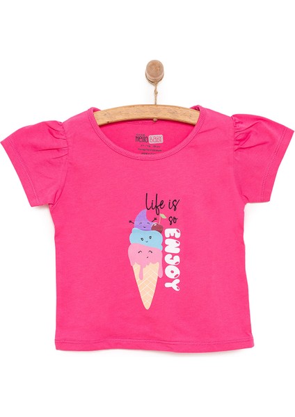 Basic Kız Eğlenceli Dondurma Baskılı T-Shirt Kız Bebek